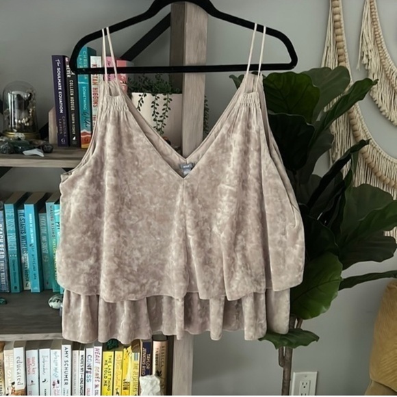aerie Tops - Aerie Velvet Tiered Camisole in Greige